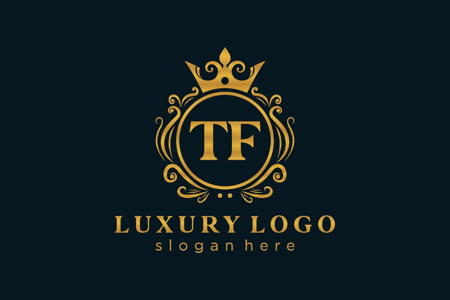 Royal Luxury Logo-Vorlage mit anfänglichem tf-Buchstaben in Vektorgrafiken für Restaurant, Lizenzgebühren, Boutique, Café, Hotel, Heraldik, Schmuck, Mode und andere Vektorillustrationen. vektor