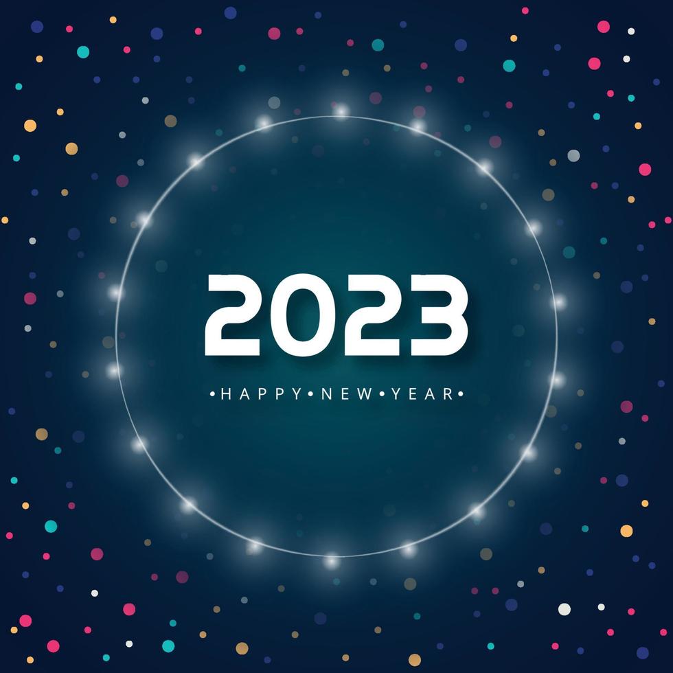 Feiertagsgrußkarte für guten Rutsch ins Neue Jahr 2023 glänzender Hintergrund vektor
