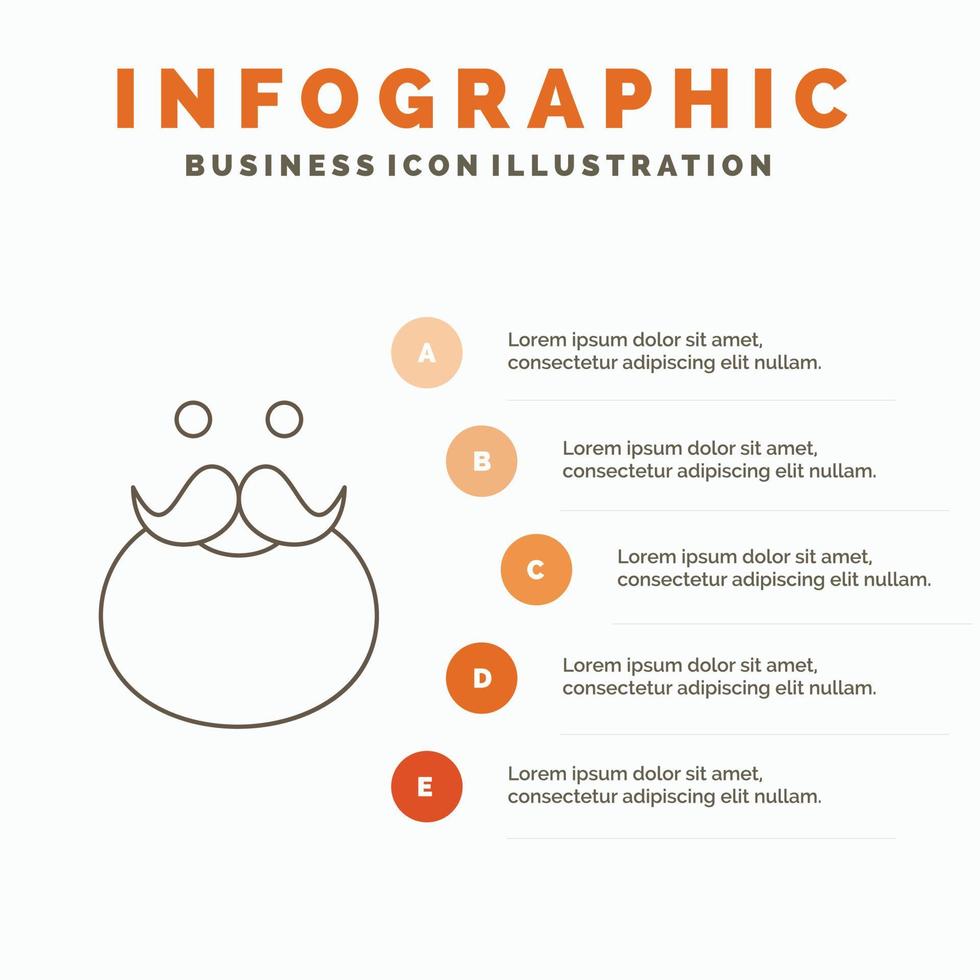 Schnurrbart. Hipster. Umzug. Weihnachtsmann. Bären-Infografik-Vorlage für Website und Präsentation. Linie graues Symbol mit orangefarbener Infografik-Stil-Vektorillustration vektor