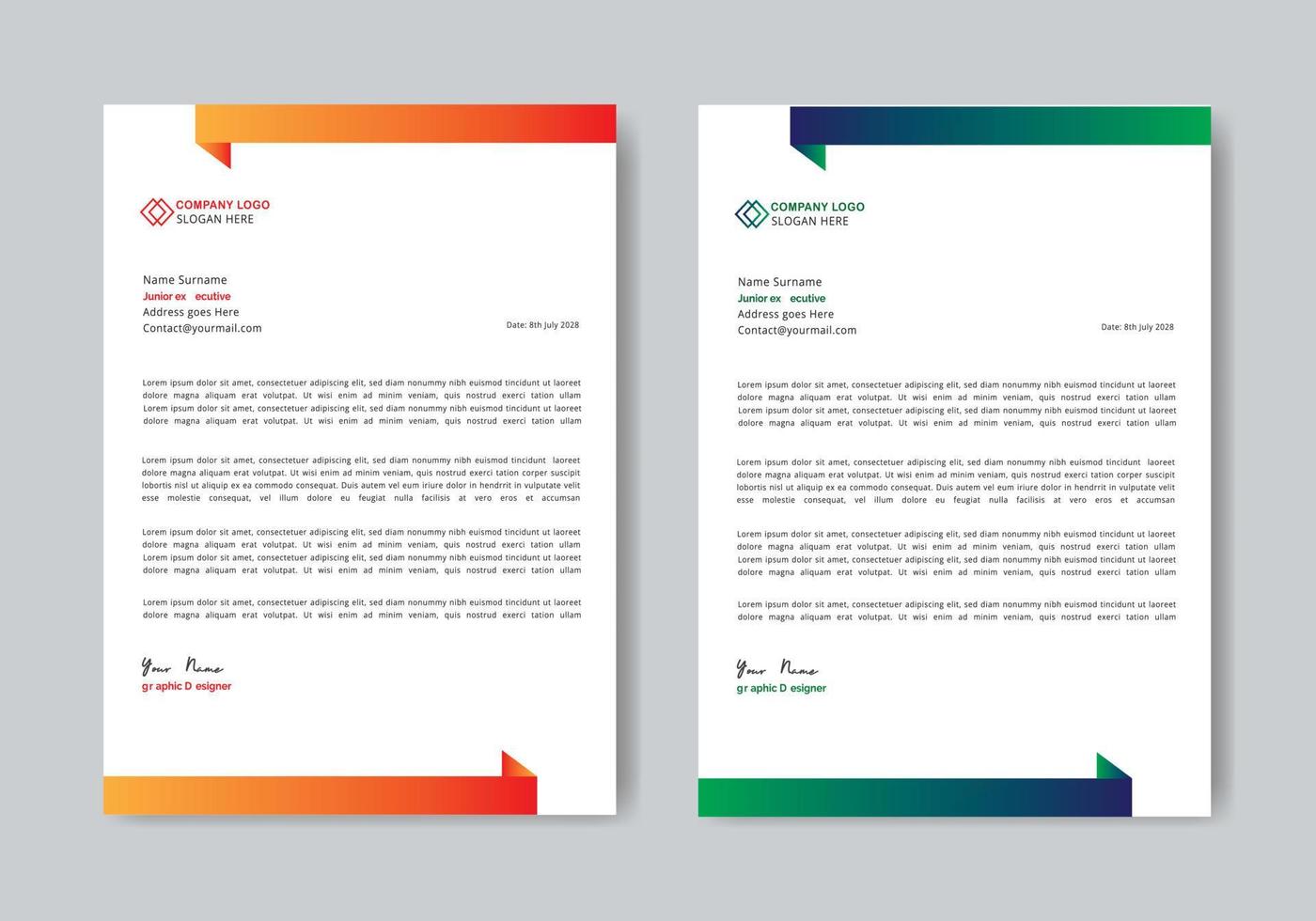 modern företag brev mall, företags- brev mall design vektor