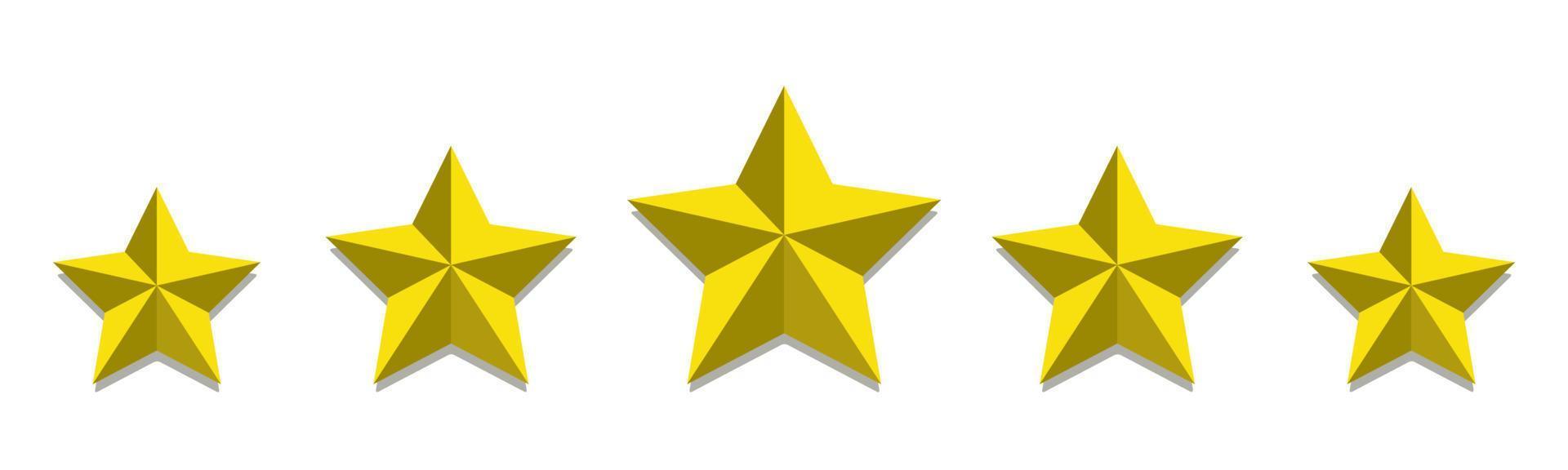 Bewertung mit fünf goldenen Sternen vektor