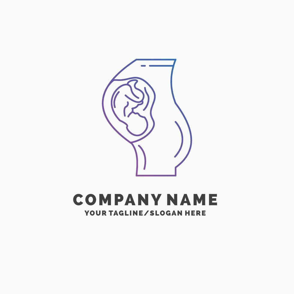 Schwangerschaft. schwanger. Baby. Geburtshilfe. Mutter lila Business-Logo-Vorlage. Platz für den Slogan vektor