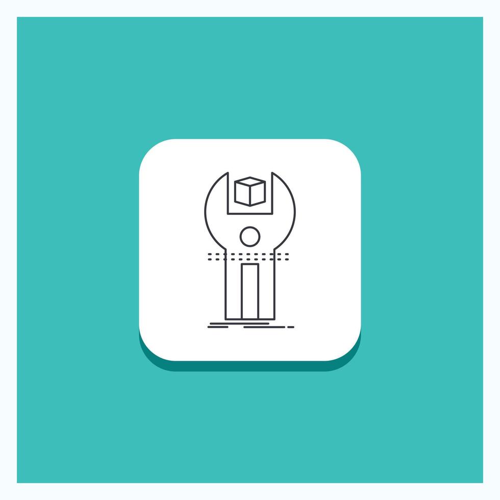 runder Knopf für SDK. App. Entwicklung. Bausatz. Programmleitungssymbol türkisfarbener Hintergrund vektor