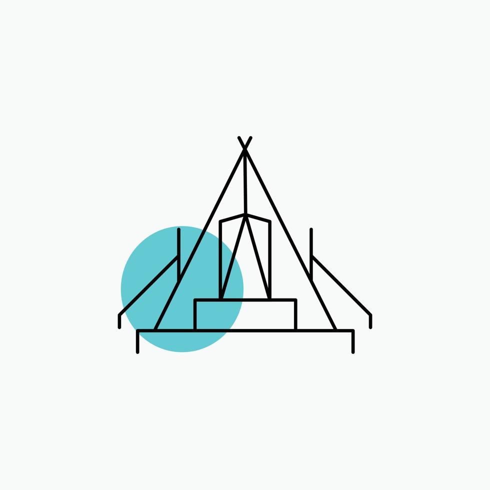 tält. camping. läger. campingplats. utomhus- linje ikon vektor
