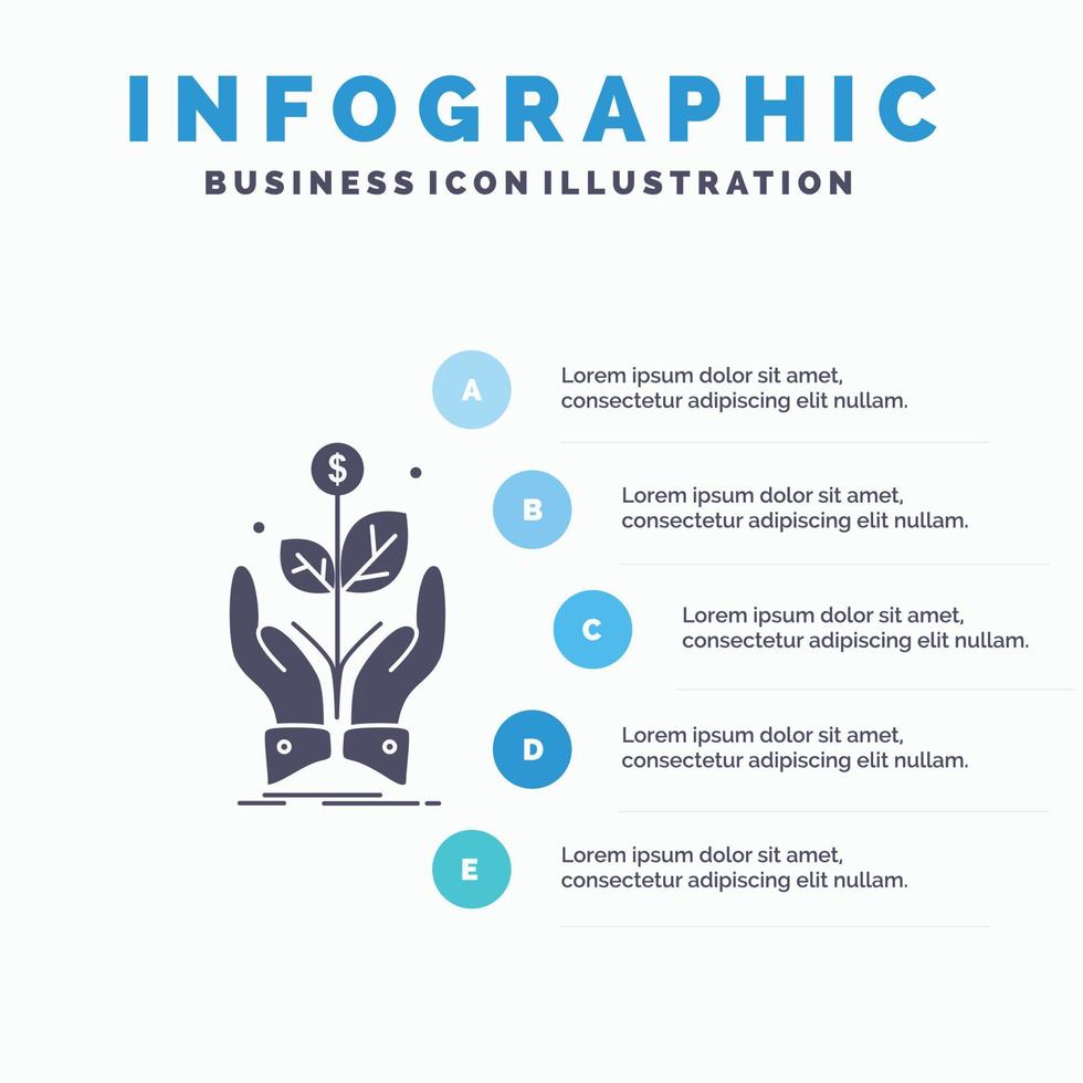 företag. företag. tillväxt. växt. stiga infographics mall för hemsida och presentation. glyf grå ikon med blå infographic stil vektor illustration.