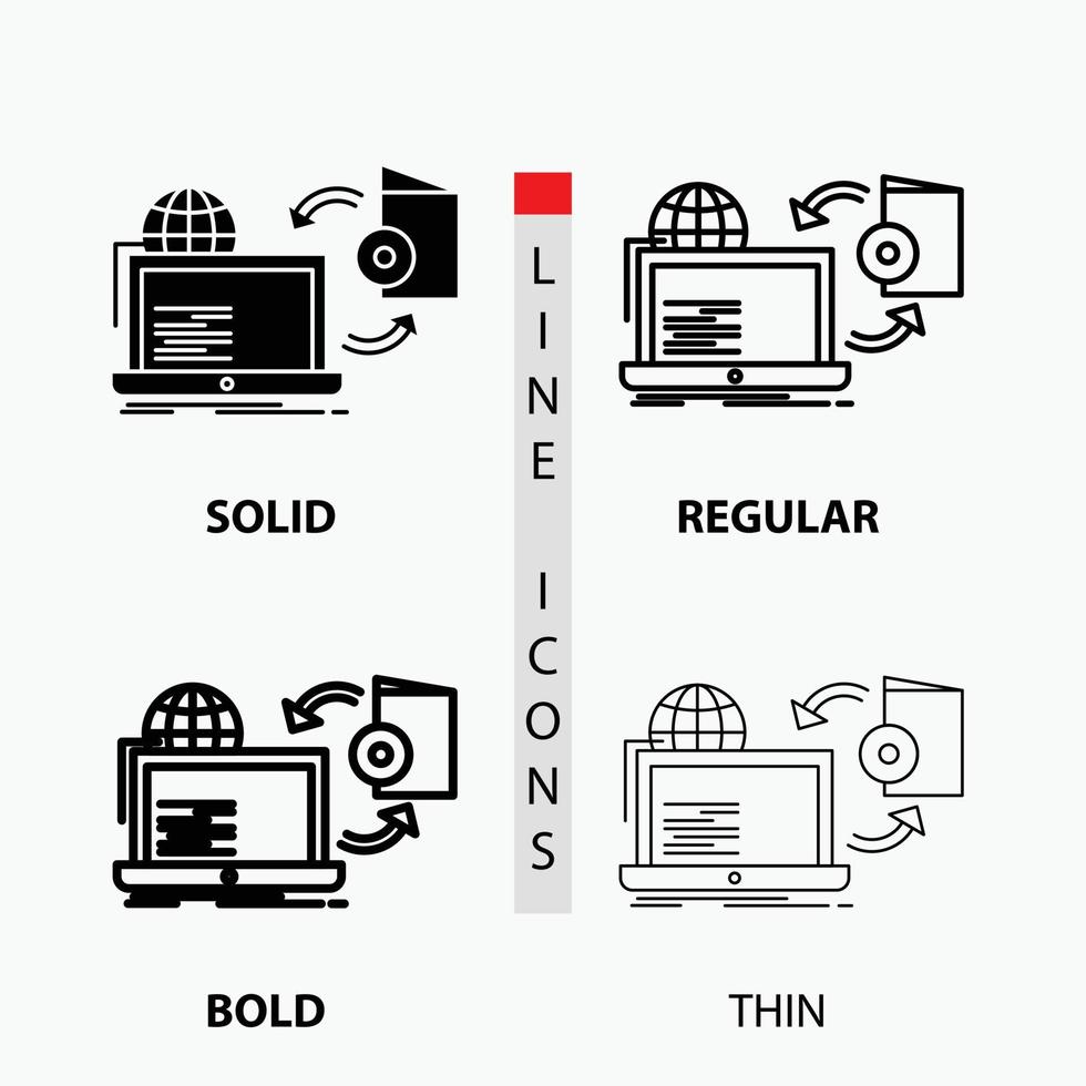 Rabatt. online. Spiel. veröffentlichen. Publishing-Symbol in dünn. regulär. fette Linie und Glyphenstil. Vektor-Illustration vektor