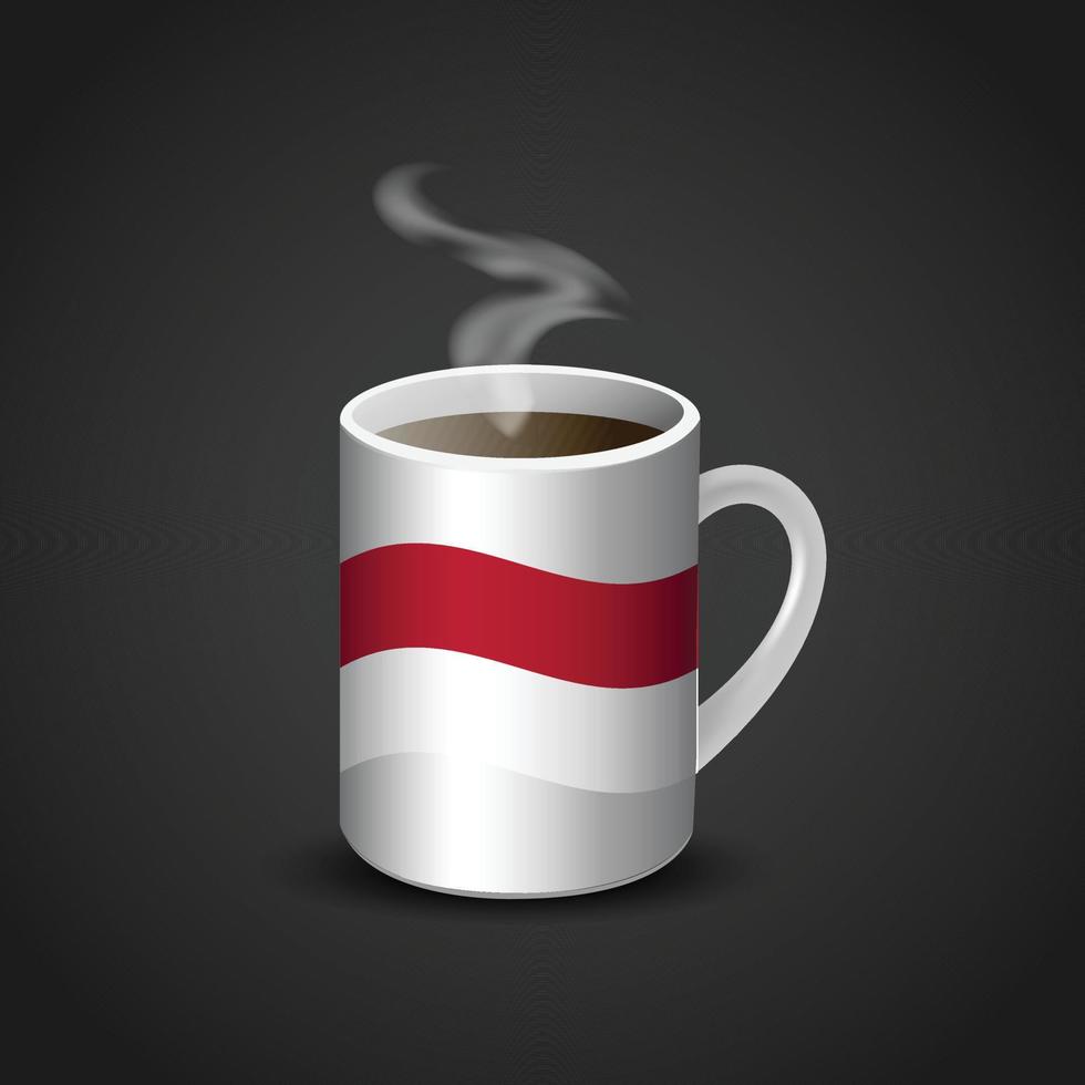 indonesien flagga tryckt på varm kaffe kopp vektor