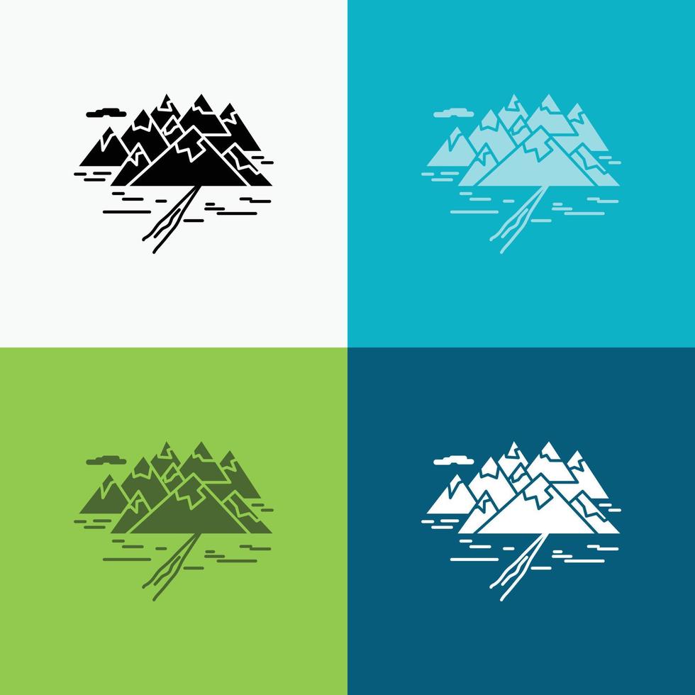 berg. kulle. landskap. rocks. spricka ikon över olika bakgrund. glyf stil design. designad för webb och app. eps 10 vektor illustration