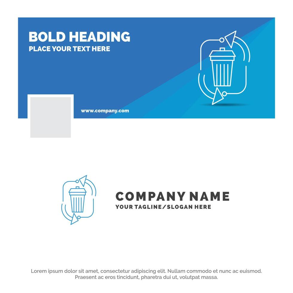 blaue Business-Logo-Vorlage für Abfall. Verfügung. Müll. Management. recyceln. Facebook-Timeline-Banner-Design. Vektor-Web-Banner-Hintergrund-Illustration vektor