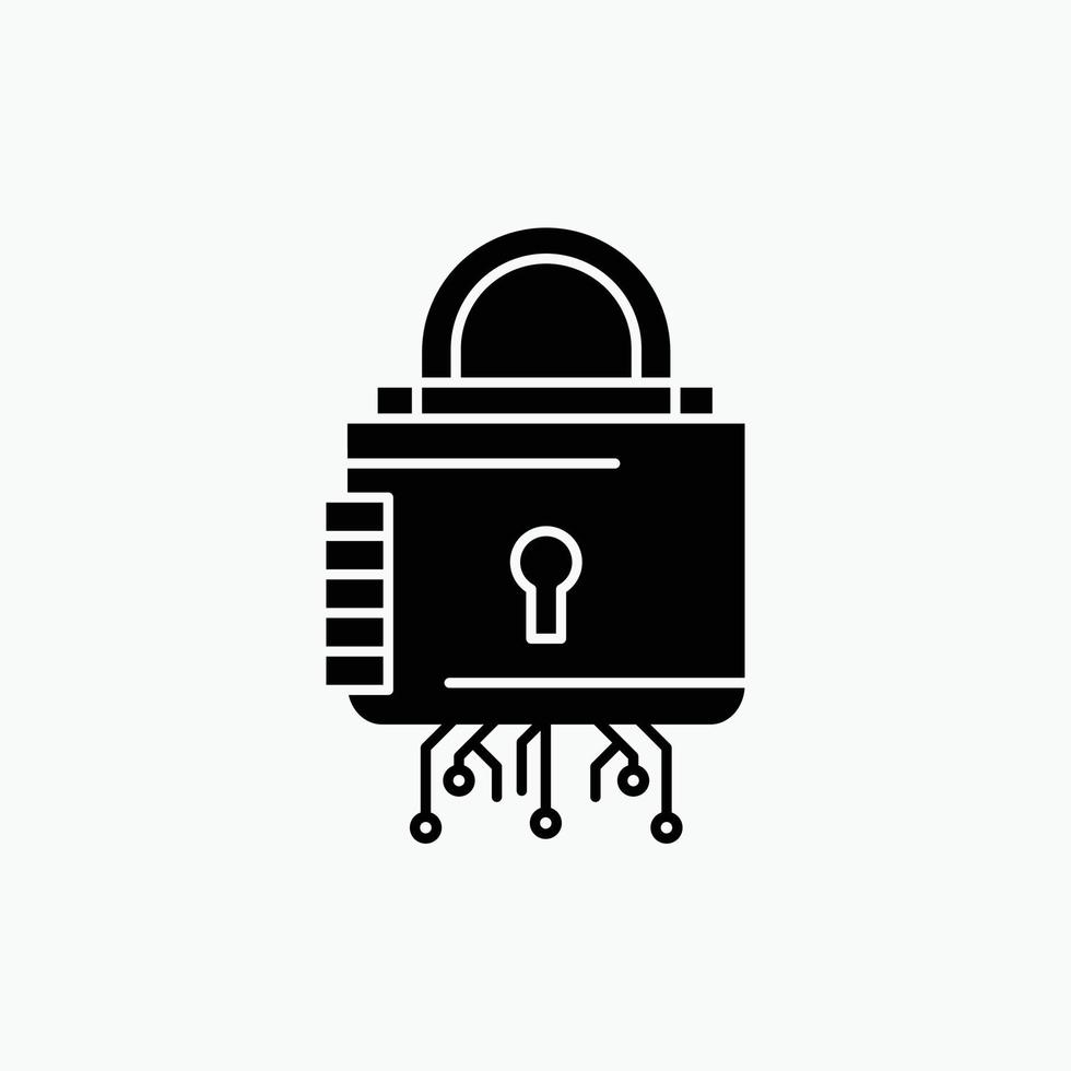säkerhet. cyber. låsa. skydd. säkra glyf ikon. vektor isolerat illustration
