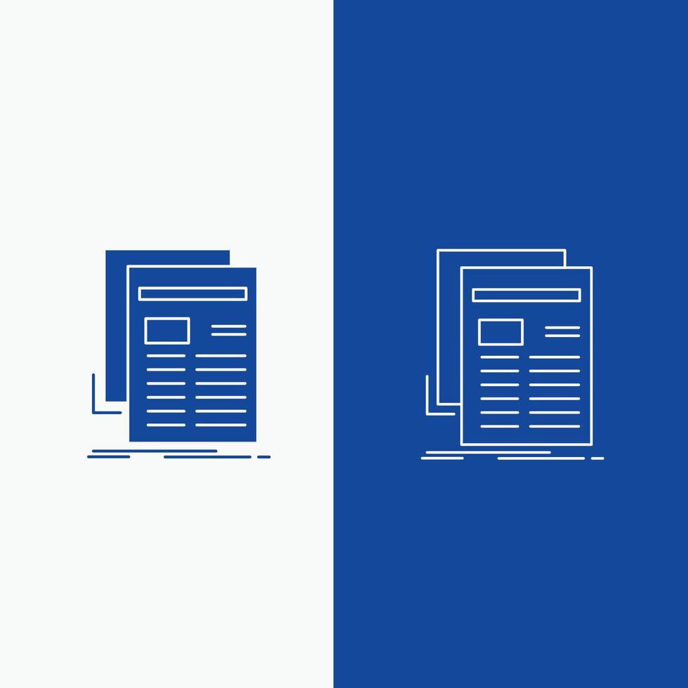 officiell tidning. media. Nyheter. nyhetsbrev. tidning linje och glyf webb knapp i blå Färg vertikal baner för ui och ux. hemsida eller mobil Ansökan vektor