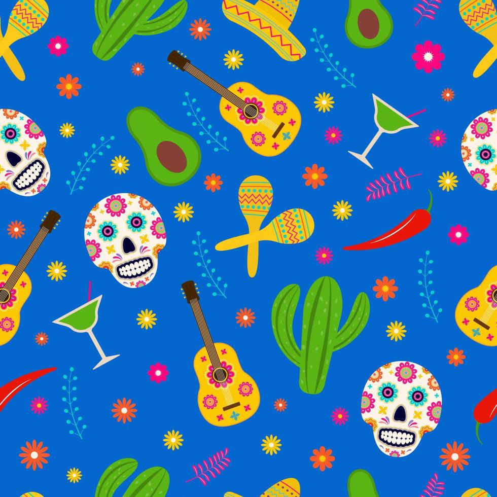 dia de los muertos sömlös mönster av traditionell mexikansk symboler. lätt till redigera vektor mall för hälsning kort, baner, affisch, fest inbjudan, tyg, textil, omslag papper, etc