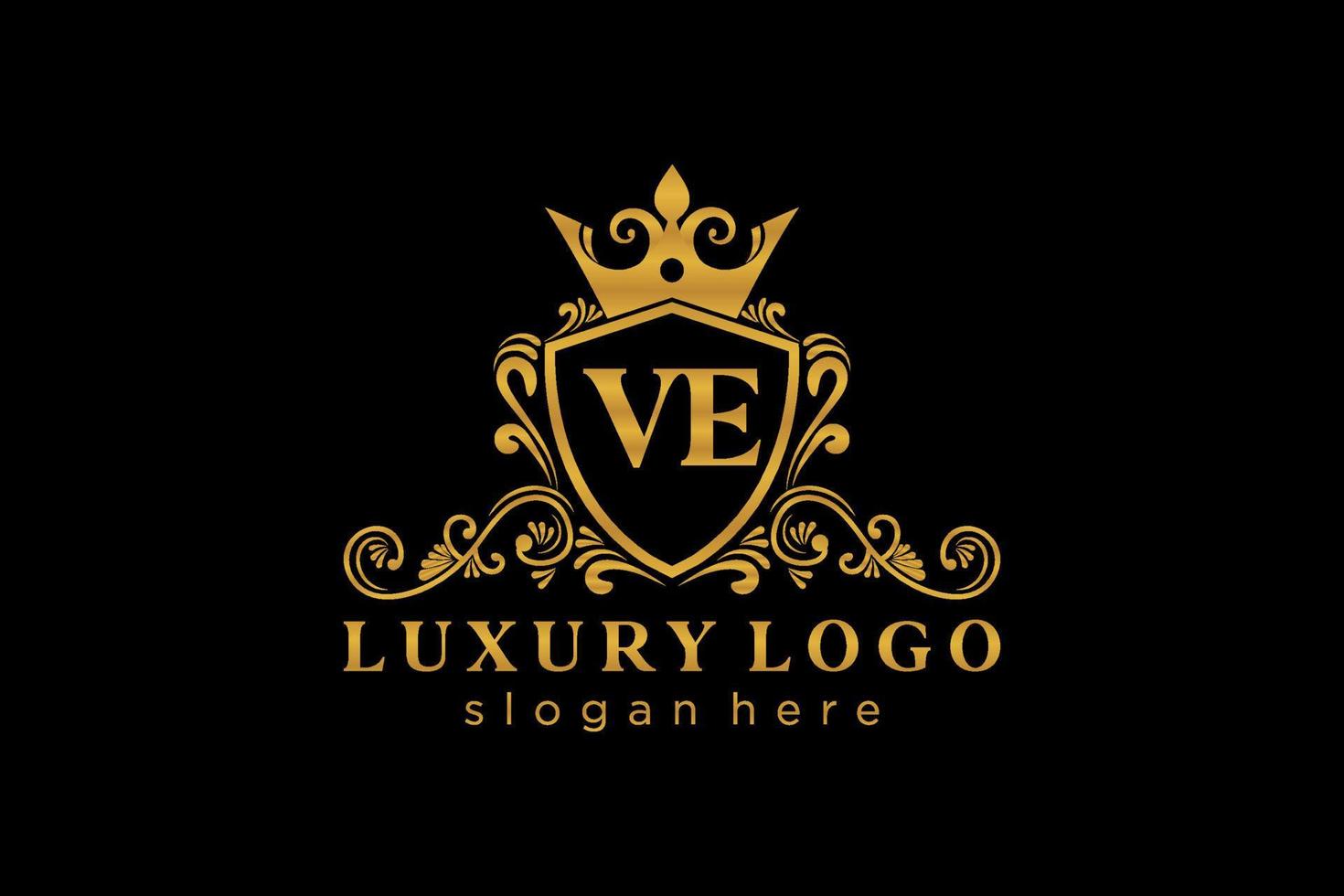 Anfangsbuchstabe ve Royal Luxury Logo Vorlage in Vektorgrafiken für Restaurant, Lizenzgebühren, Boutique, Café, Hotel, heraldisch, Schmuck, Mode und andere Vektorillustrationen. vektor