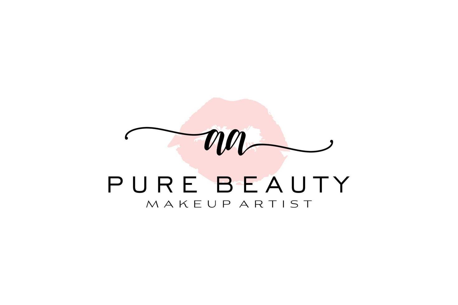 vorgefertigtes Logo-Design mit anfänglichen aa-Aquarelllippen, Logo für Make-up-Künstler-Business-Branding, errötendes Beauty-Boutique-Logo-Design, Kalligrafie-Logo mit kreativer Vorlage. vektor