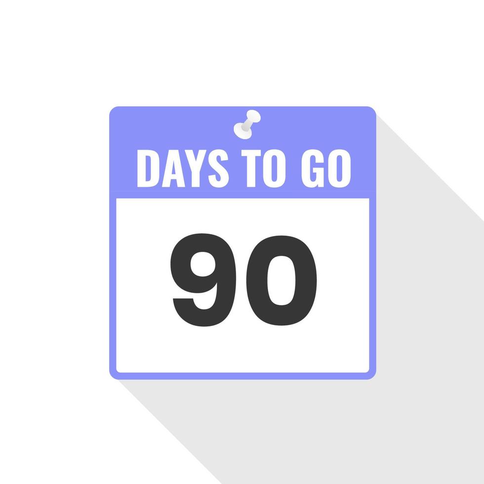 90 dagar vänster nedräkning försäljning ikon. 90 dagar vänster till gå PR baner vektor