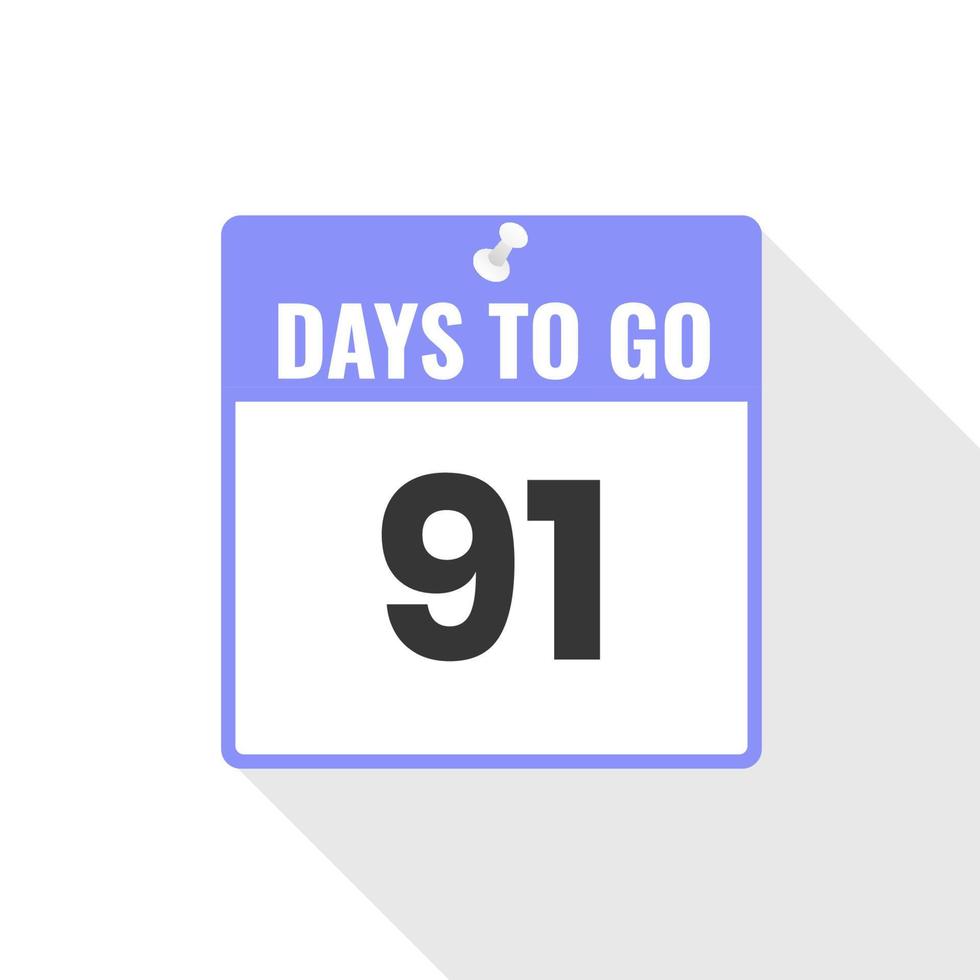91 Tage verbleibendes Countdown-Verkaufssymbol. Noch 91 Tage bis zum Werbebanner vektor