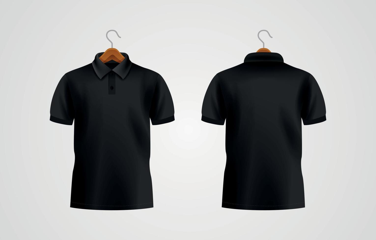 realistisches schwarzes polo-t-shirt-modell vektor