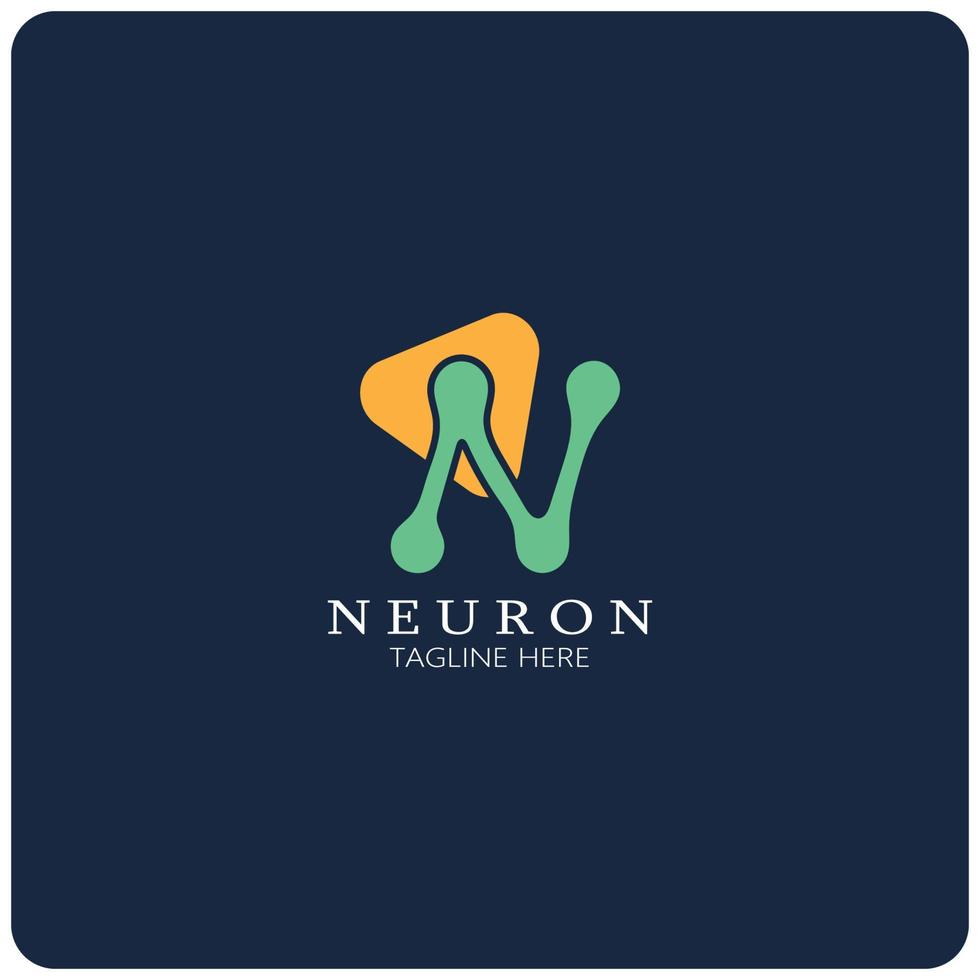 neuron logotyp eller nervcell logotyp design, molekyl logotyp illustration mall ikon med vektor koncept