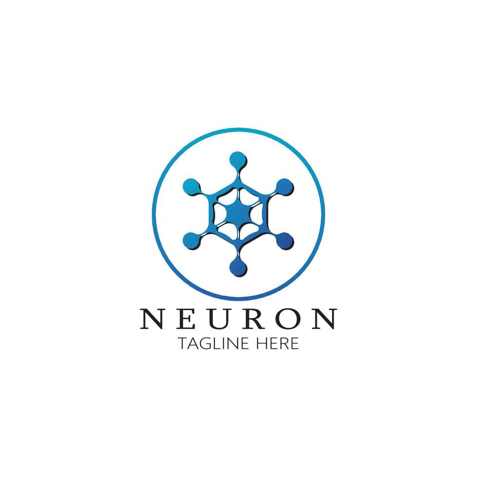 neuron logotyp eller nervcell logotyp design, molekyl logotyp illustration mall ikon med vektor koncept