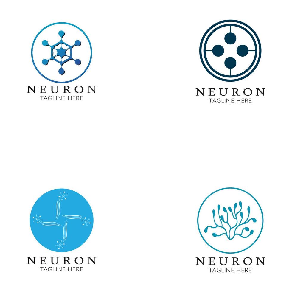 neuron logotyp eller nervcell logotyp design, molekyl logotyp illustration mall ikon med vektor koncept