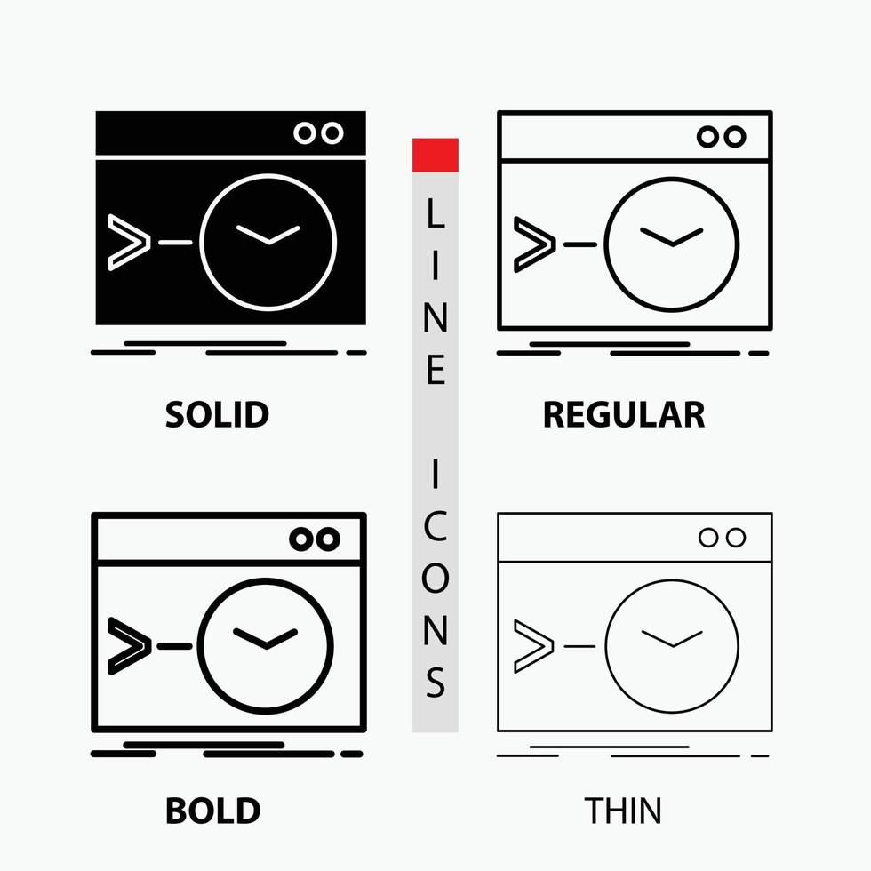 administration. kommando. rot. programvara. terminal ikon i tunn. regelbunden. djärv linje och glyf stil. vektor illustration