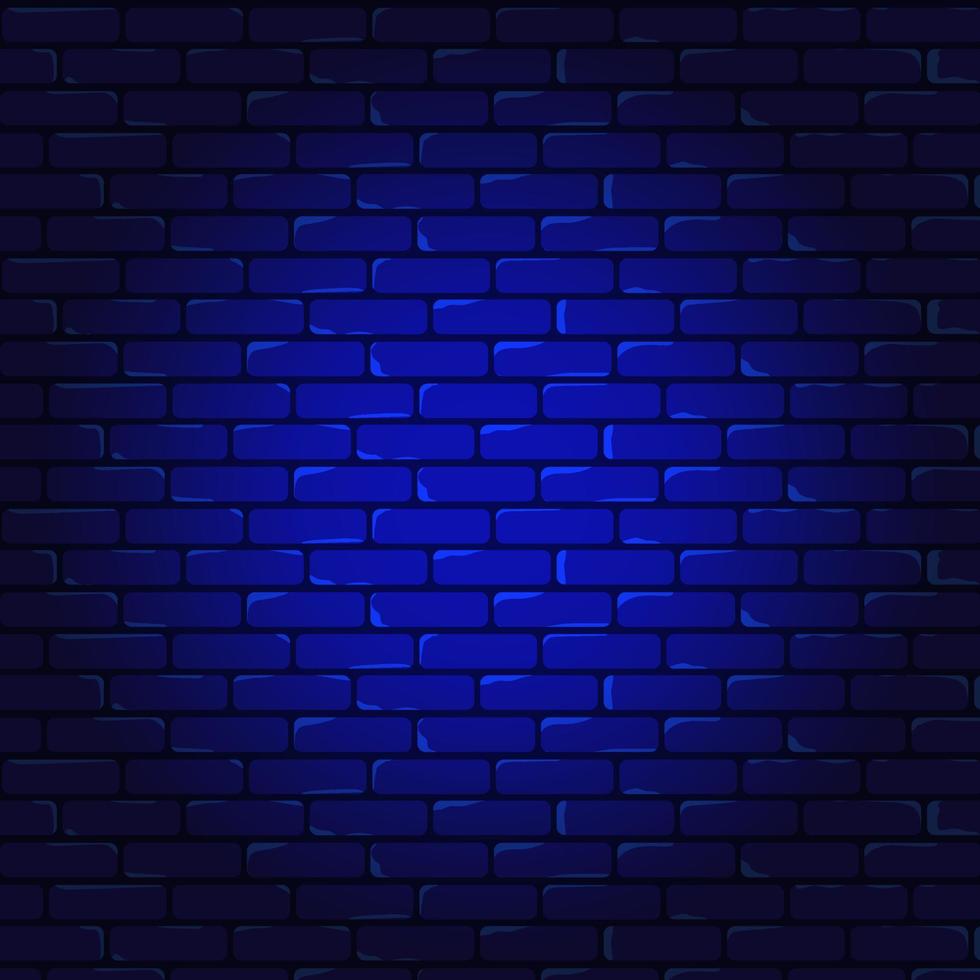 blaue nacht backsteinmauer hintergrund vektor