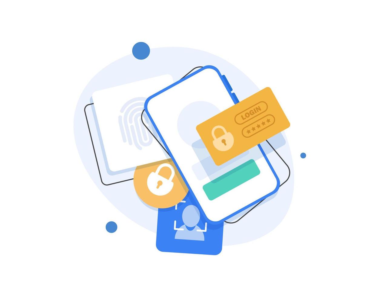 mobil data säkerhet, koncept mobil betalningar, säker betalning, personlig information säkerhet, konto skydd design begrepp för landning sida vektor