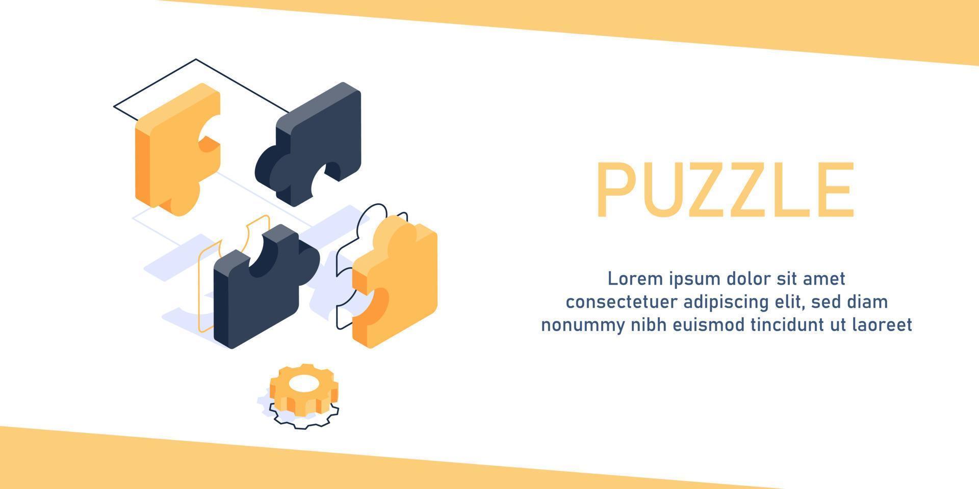 teamwork-konzept mit puzzle. kann für Web-Banner, Infografiken, Puzzleteil-Symbol, flache Design-Symbol-Vektorillustration, isometrisch verwendet werden vektor