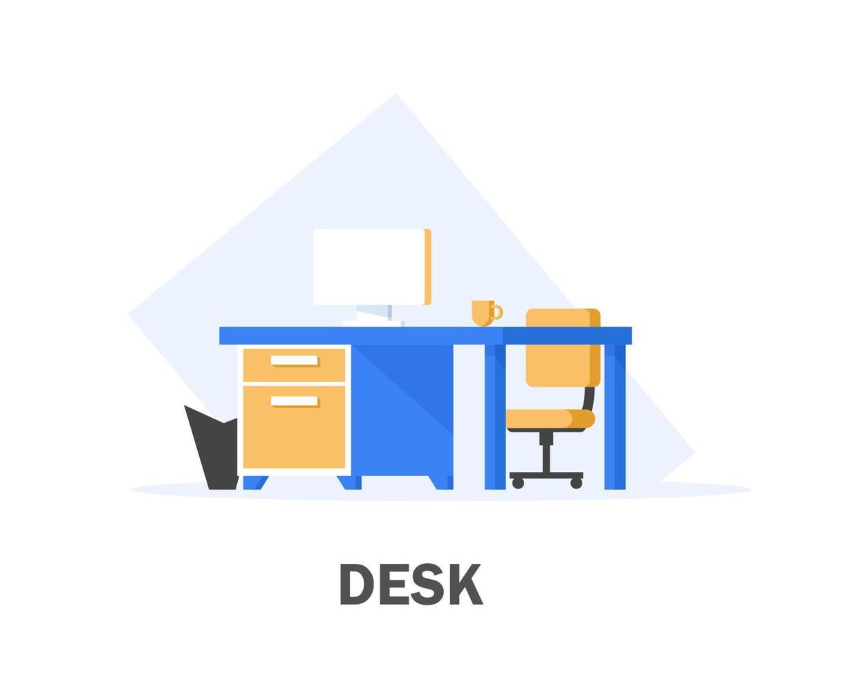 Hem eller kontor skrivbord med piedestal låda vektor