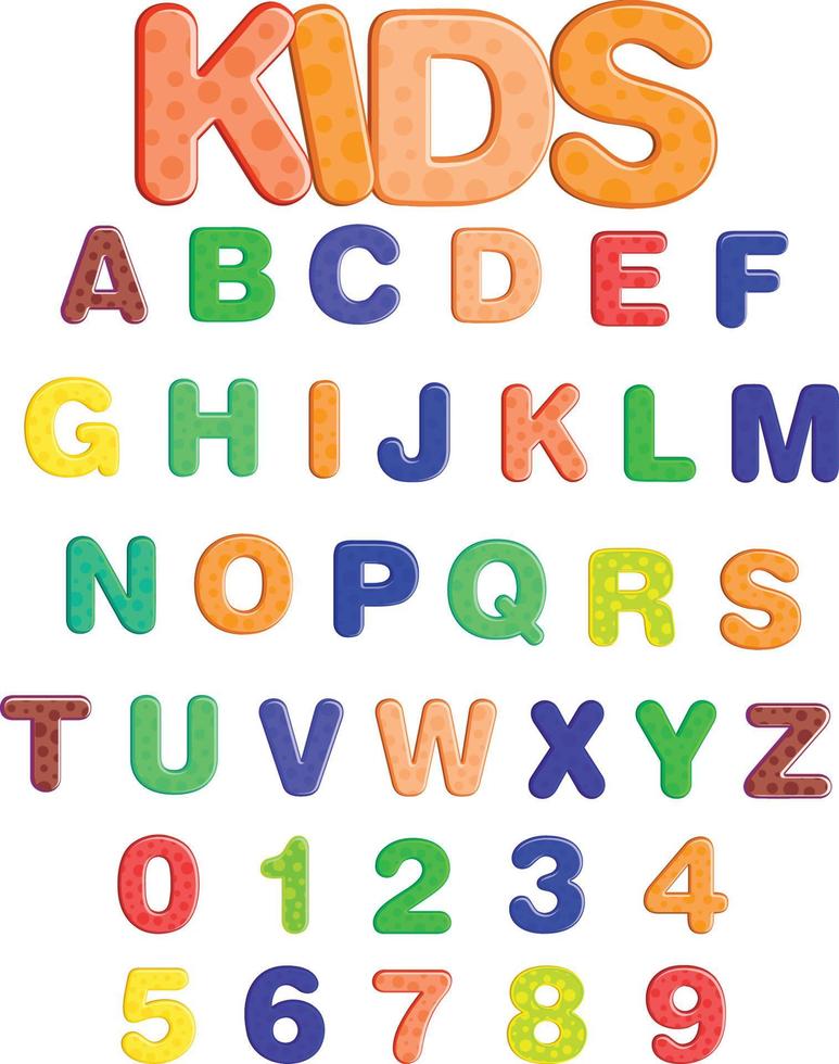 kinder bunte alphabete schriftarten vektor