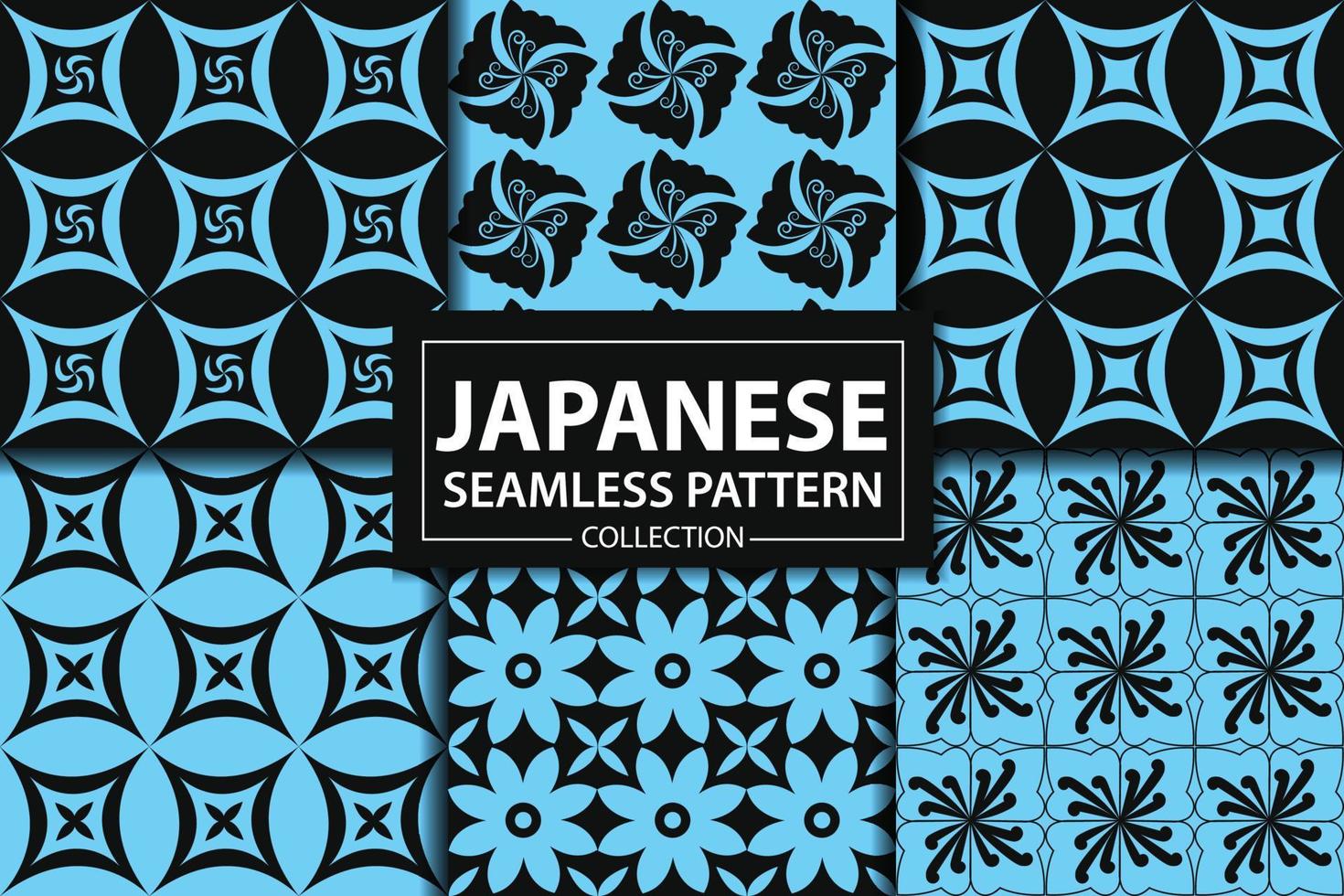 japansk sömlös mönster dekorativ tapet samling med blå vektor