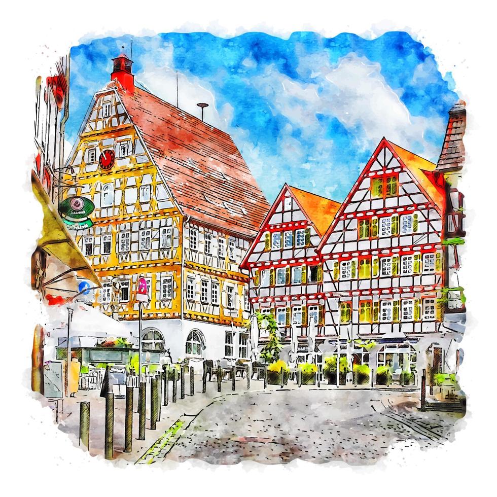 leonberg deutschland aquarell skizze handgezeichnete illustration vektor