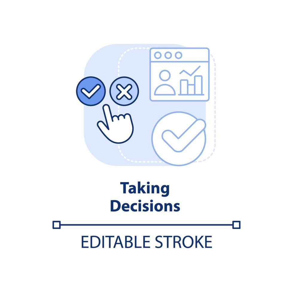 Entscheidungen treffen hellblaues Konzeptsymbol. big data verarbeitung vorteil abstrakte idee dünne linie illustration. isolierte Umrisszeichnung. editierbarer Strich. vektor