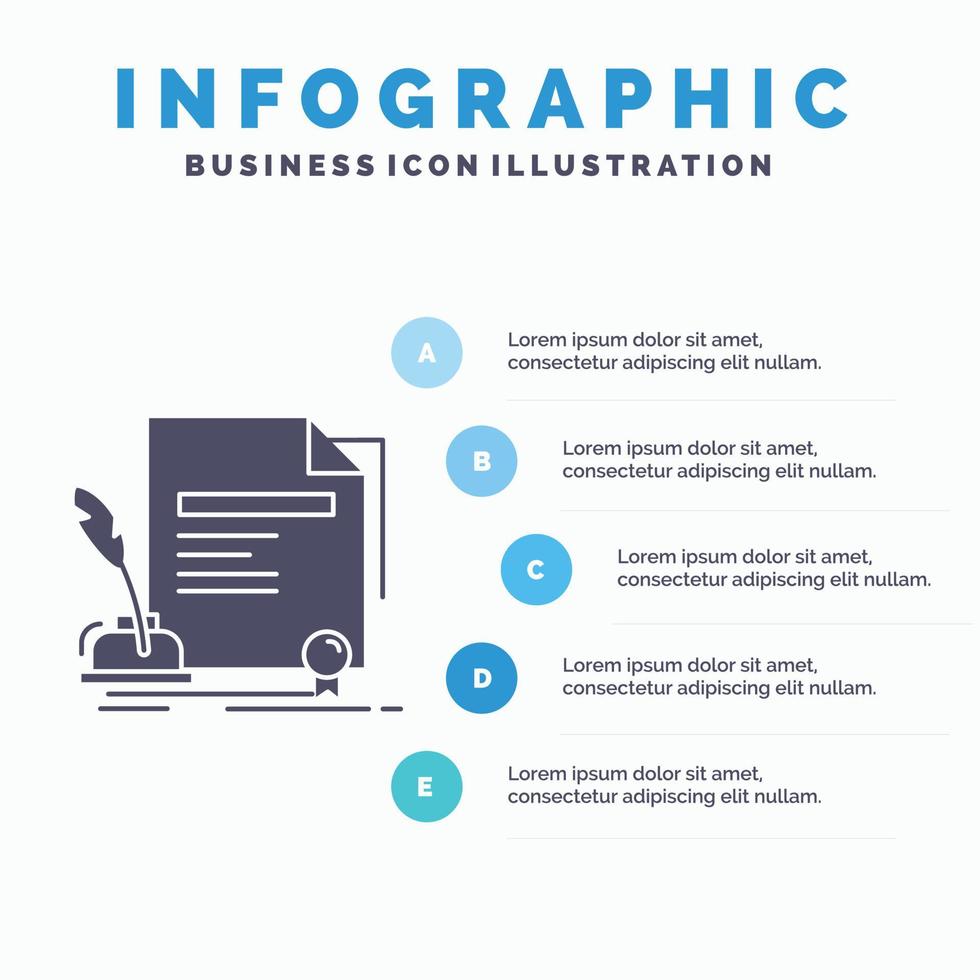 avtal. papper. dokumentera. avtal. tilldela infographics mall för hemsida och presentation. glyf grå ikon med blå infographic stil vektor illustration.