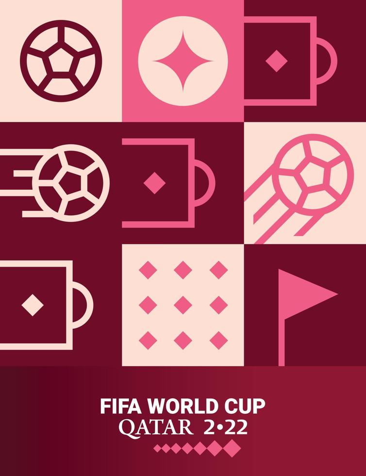 geometrisches plakat fußball doha katar 2022 kreativ. Hintergrund der Fußball-Web-Flyer-Vorlage vektor