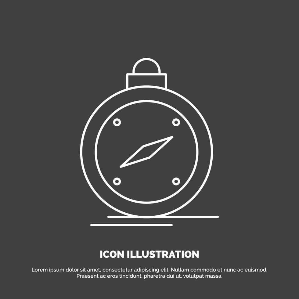 Kompass. Richtung. Navigation. Geographisches Positionierungs System. Standortsymbol. Linienvektorsymbol für ui und ux. Website oder mobile Anwendung vektor