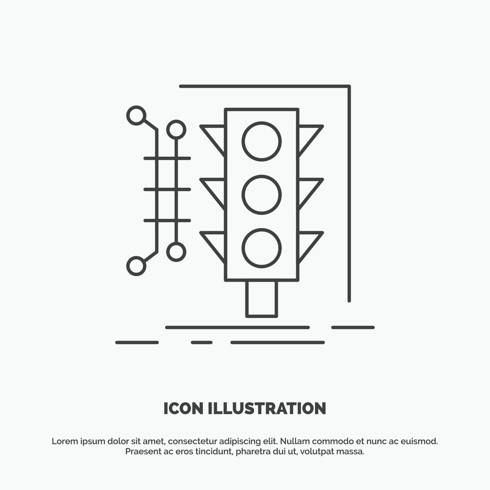 stad. förvaltning. övervakning. smart. trafik ikon. linje vektor grå symbol för ui och ux. hemsida eller mobil Ansökan