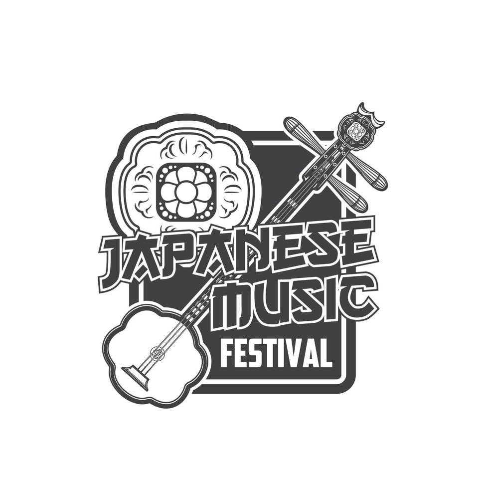 japansk musik festival ikon med vektor shamisen