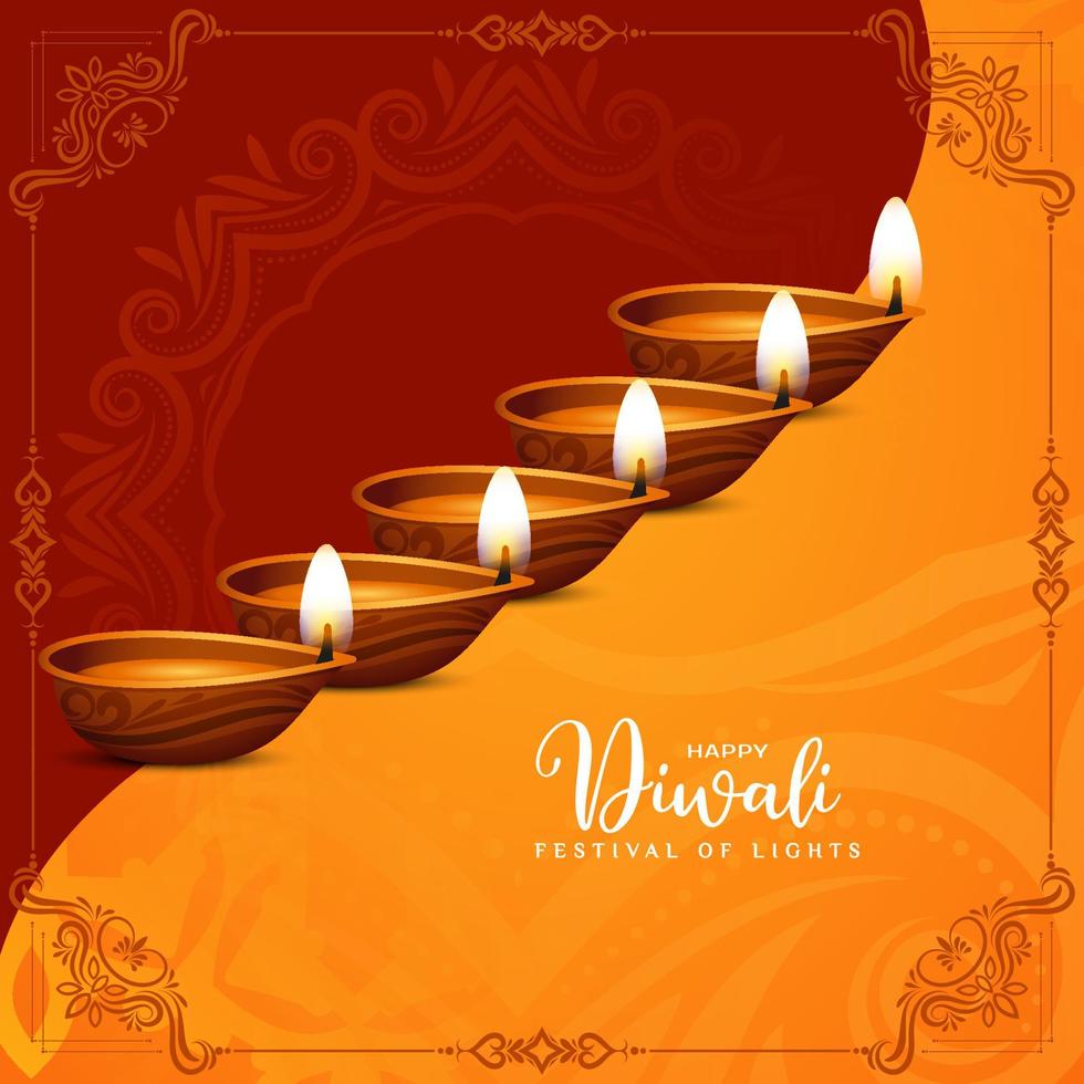 fröhliches hinduistisches traditionelles Diwali-Festival mit dekorativem Hintergrunddesign vektor