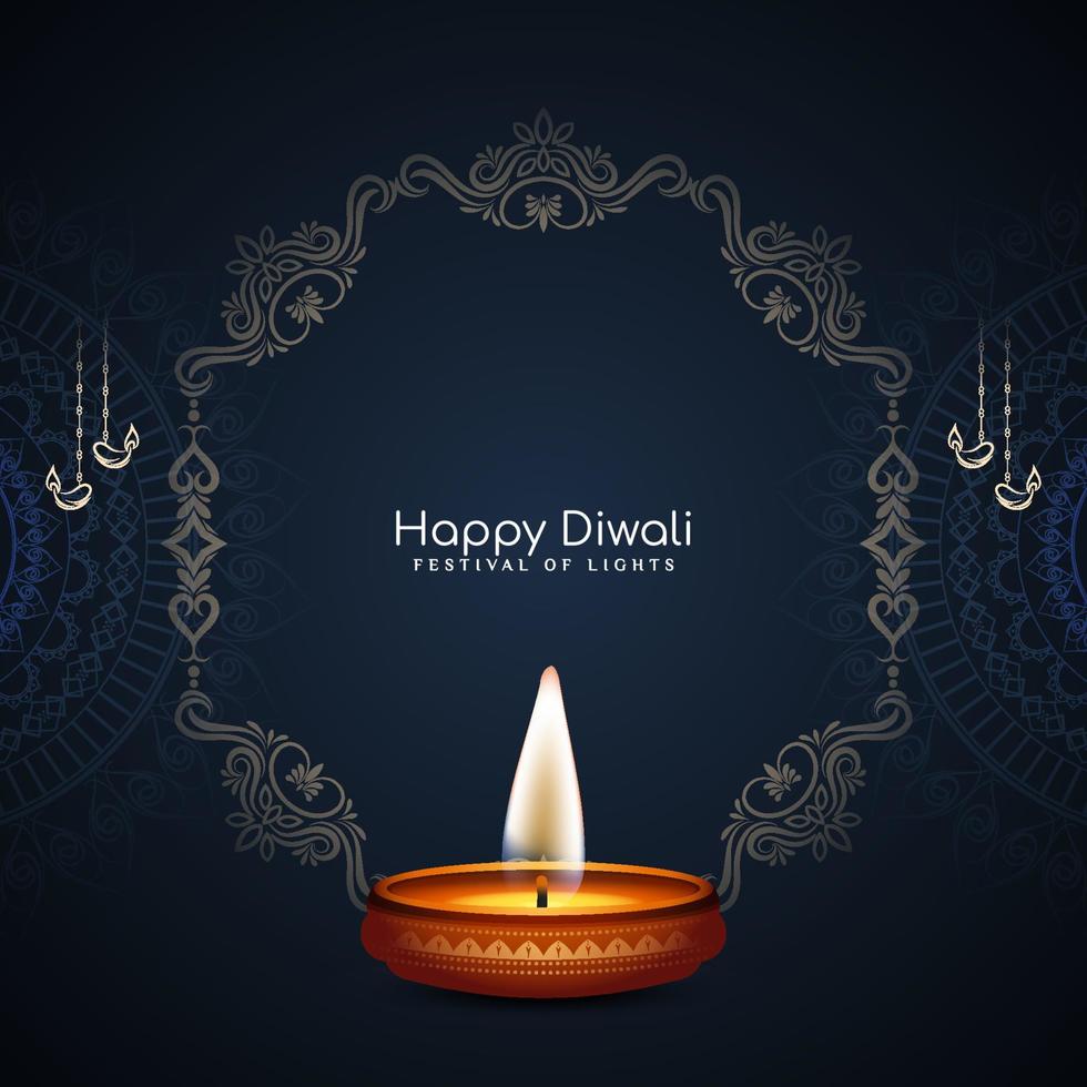 Lycklig diwali traditionell indisk festival dekorativ bakgrund design vektor