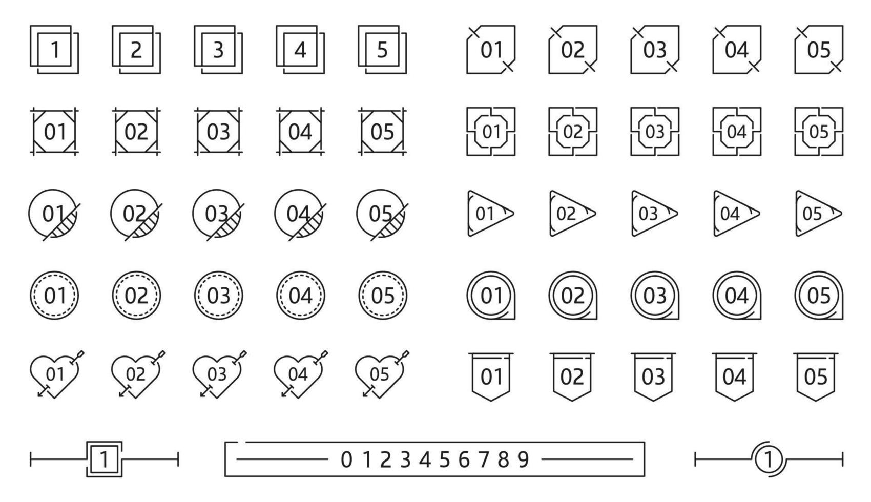 infografiken anzahl geometrischer kastenrahmen gesetzt vektor