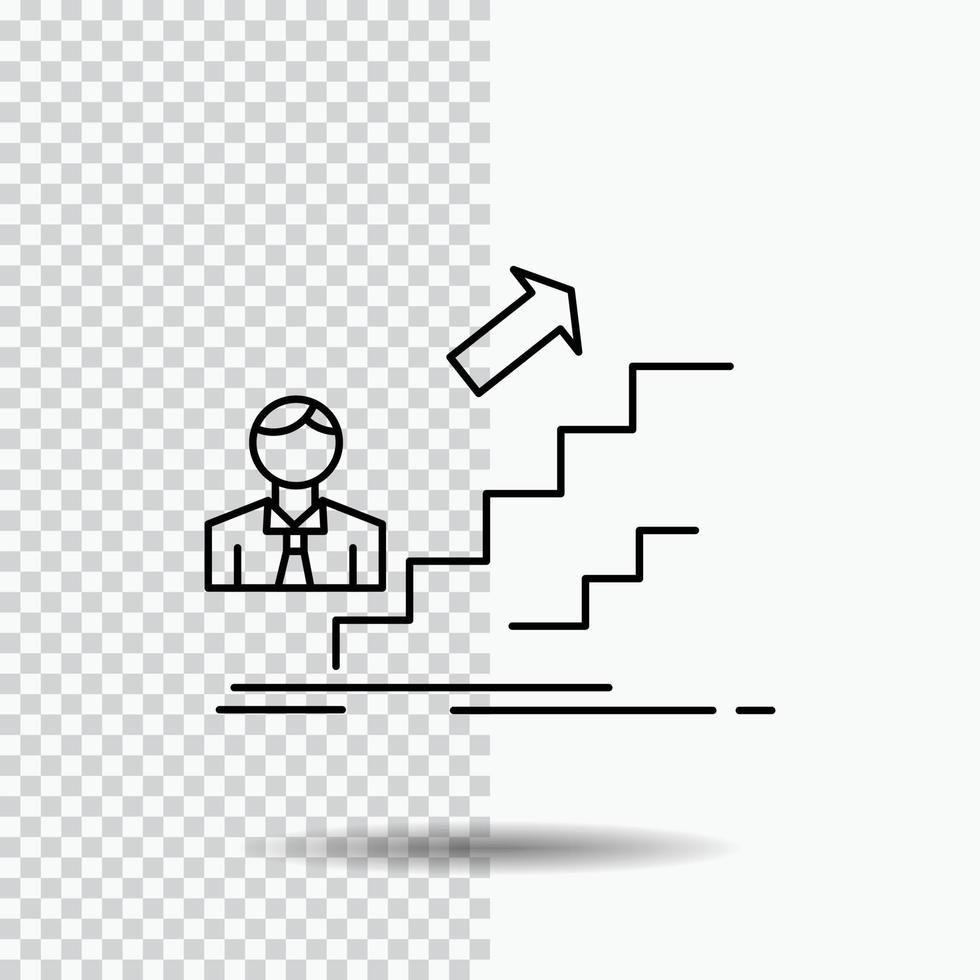 befordran. Framgång. utveckling. ledare. karriär linje ikon på transparent bakgrund. svart ikon vektor illustration