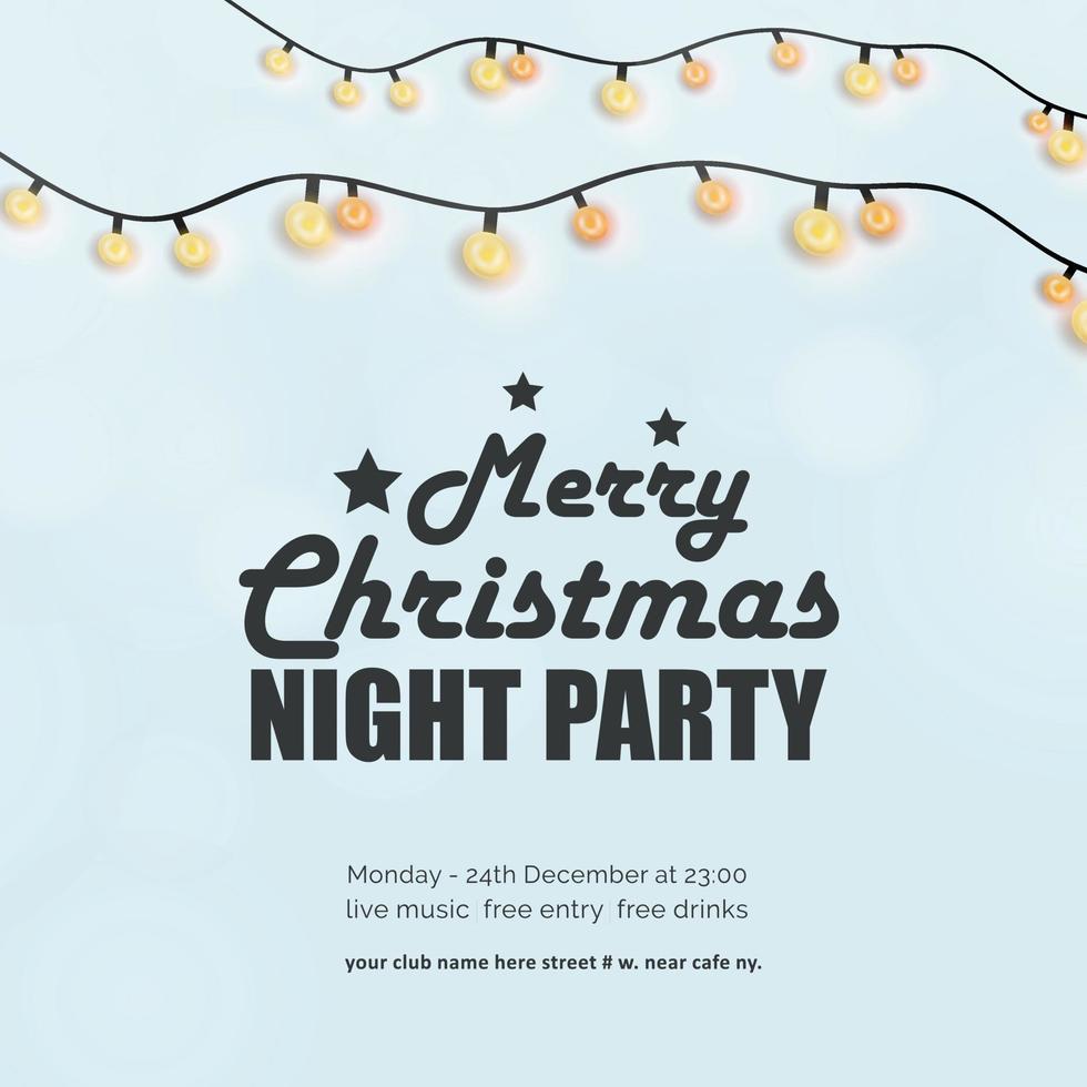 frohe weihnachten nacht party einladung hintergrund vektor