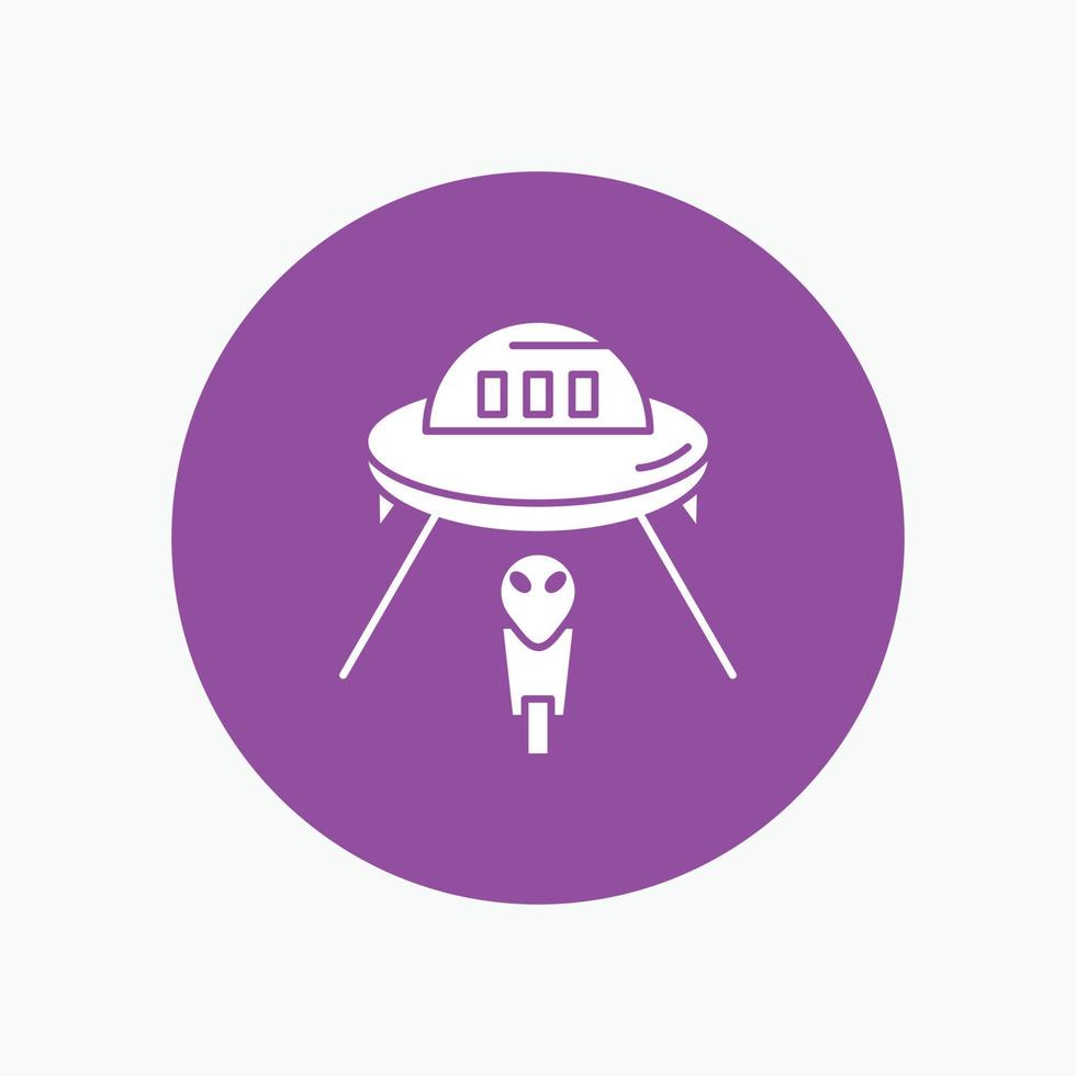 Außerirdischer. Platz. UFO. Raumschiff. mars weißes Glyphen-Symbol im Kreis. Vektor-Button-Illustration vektor