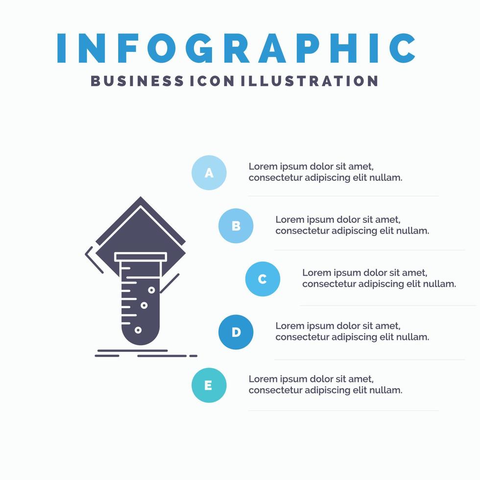 Chemie. Labor. lernen. Prüfung. Testen von Infografik-Vorlagen für Website und Präsentation. Glyph graues Symbol mit blauer Infografik-Stil-Vektorillustration. vektor