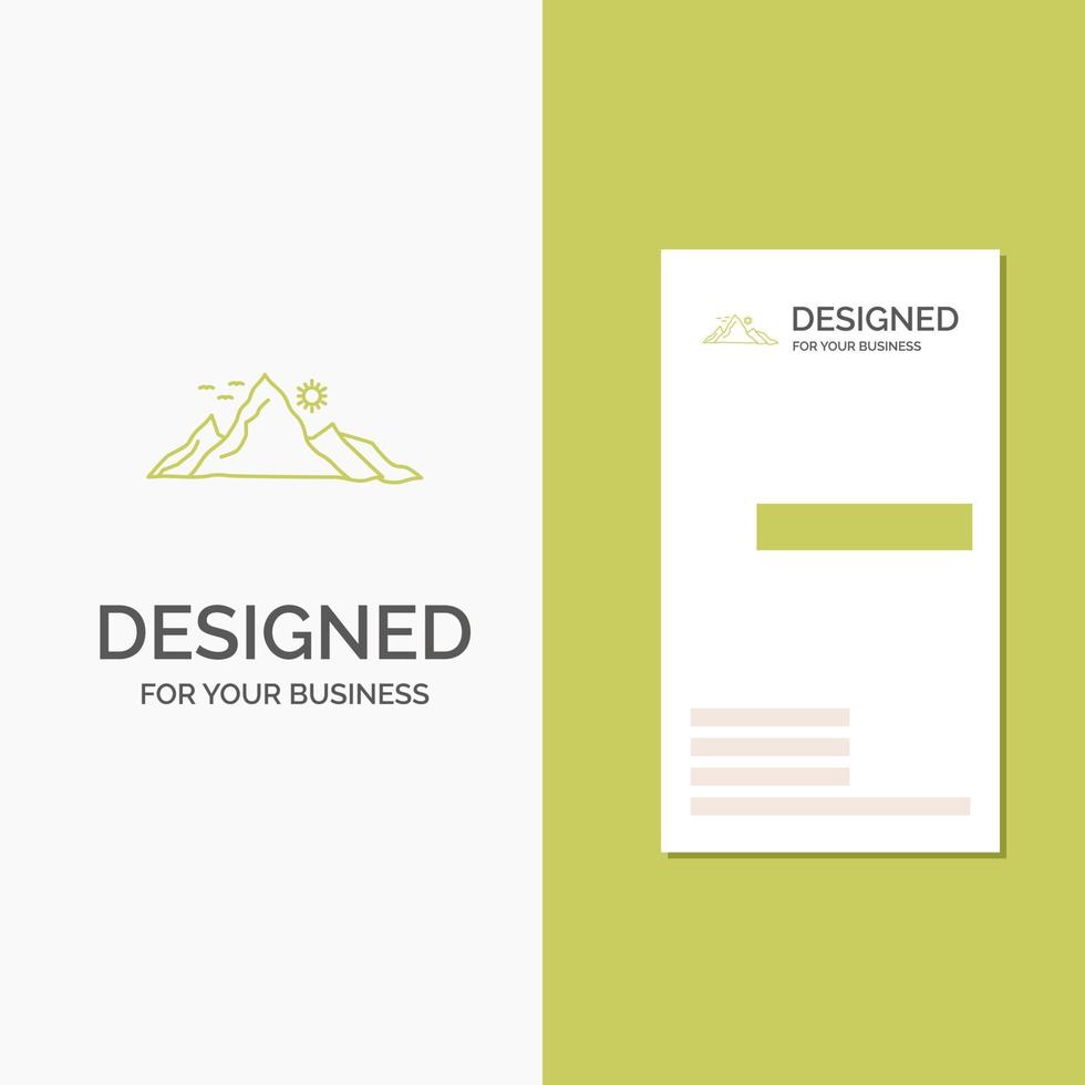 företag logotyp för berg. landskap. kulle. natur. Sol. vertikal grön företag .besöker kort mall. kreativ bakgrund vektor illustration