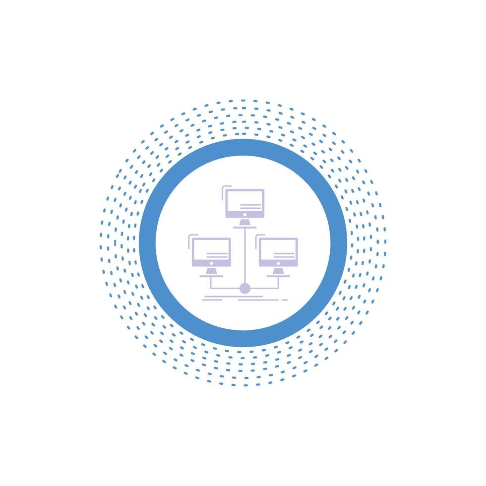 Datenbank. verteilt. Verbindung. Netzwerk. Computer-Glyphe-Symbol. vektor isolierte illustration