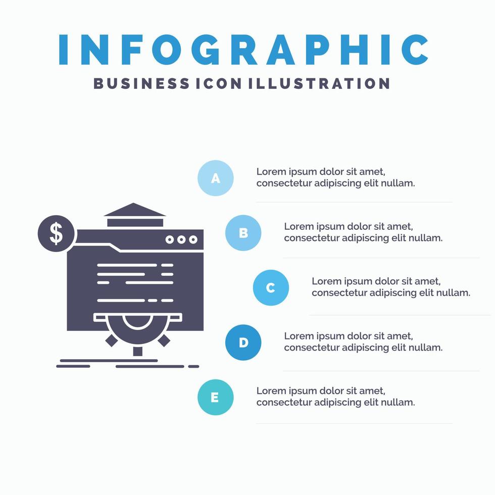 seo. Fortschritt. Globus. Technologie. Website-Infografik-Vorlage für Website und Präsentation. Glyph graues Symbol mit blauer Infografik-Stil-Vektorillustration. vektor