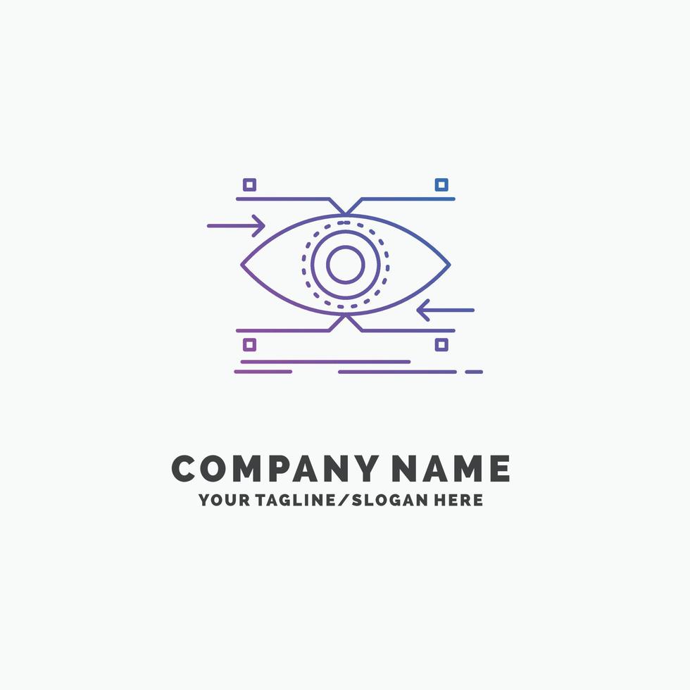Aufmerksamkeit. Auge. Fokus. suchen. Vision lila Business-Logo-Vorlage. Platz für den Slogan vektor