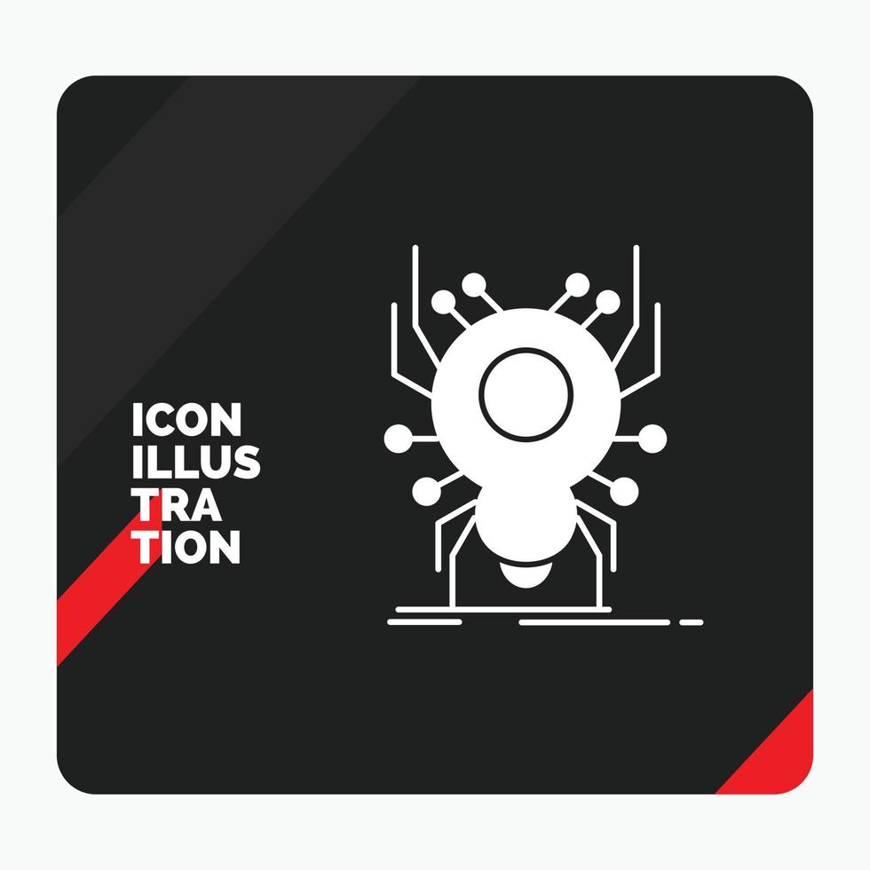 röd och svart kreativ presentation bakgrund för insekt. insekt. Spindel. virus. app glyf ikon vektor
